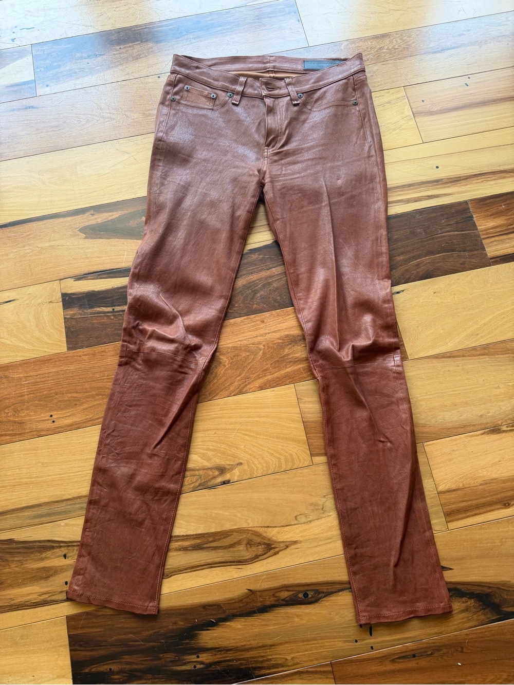 rag & bone skinny cognac leather jeans